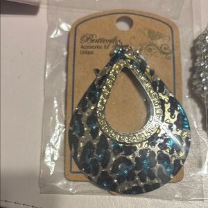 Butterfly Teardrop Earrings with Leopard Print